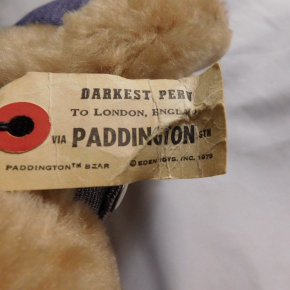 Vintage Paddington Bear with Overalls Darkest Peru to London Plush Toy 1975 - Picture 3 of 8